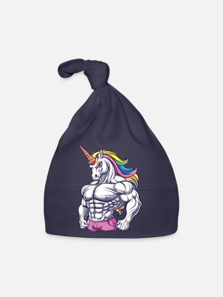 Licorne de gymnase - Bonnet bio Bébé - marine - Devant
