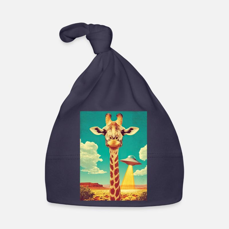 Retro Giraffe mit UFO Baby Bio-Mütze
