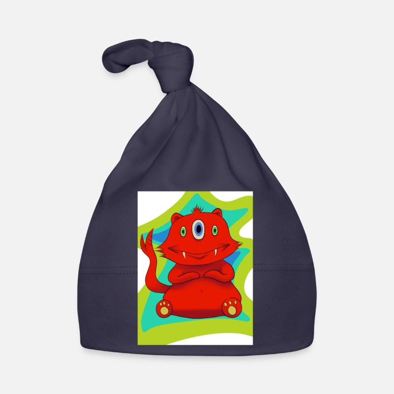 Monstre a trois yeux - Bonnet bio Bébé - marine