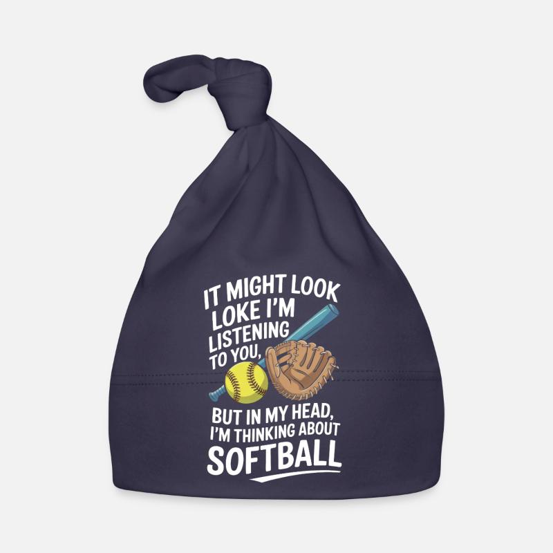 Funny Softball Player Catcher Pitcher Softball Organic Baby Cap