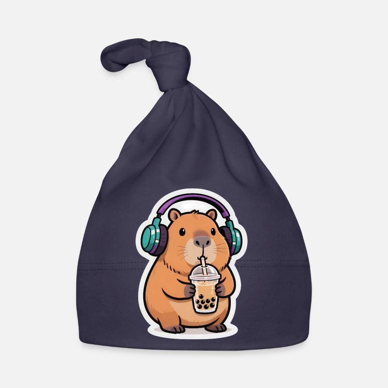 Süßes Capybara Bubble Tea Kawaii Tier Geschenk Baby Bio-Mütze