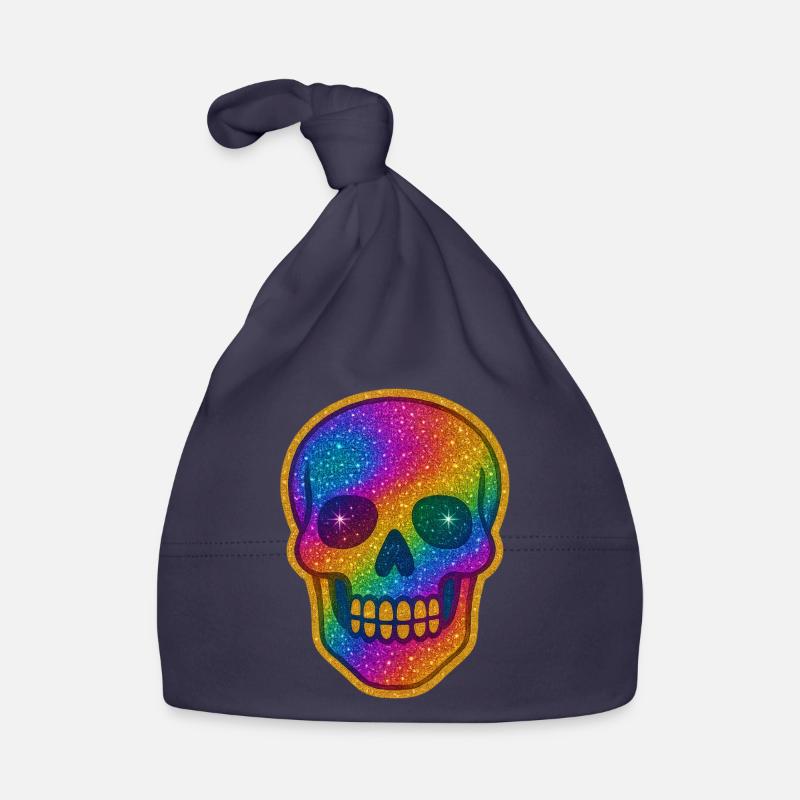 Rainbow Glitter Skull Organic Baby Cap