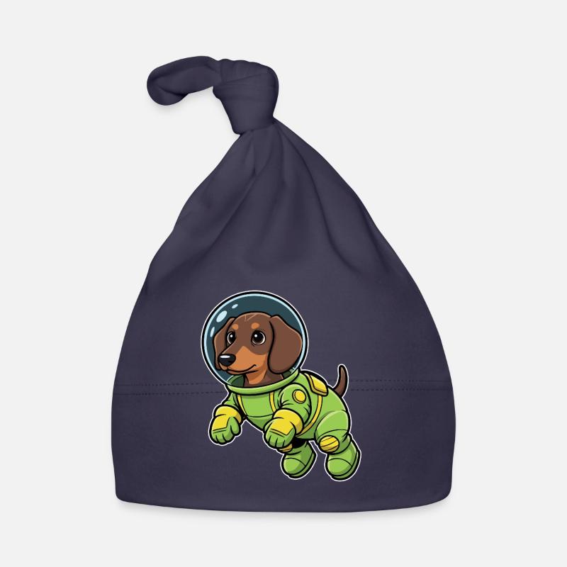 Chien Teckel Astronaute Espace Vert Bonnet bio Bébé