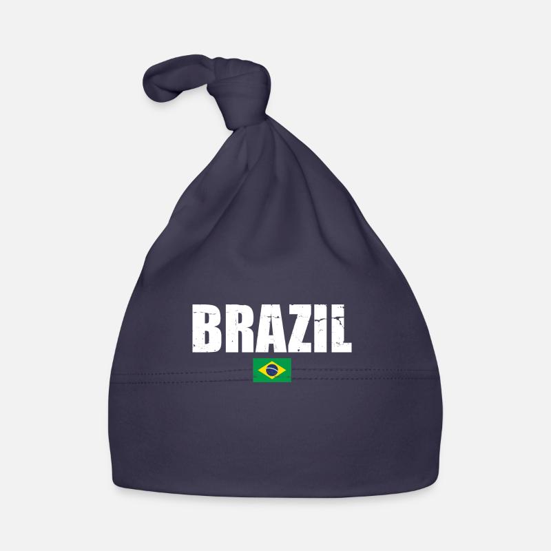 Brésil Brésil Drapeau brésilien - Bonnet bio Bébé - marine