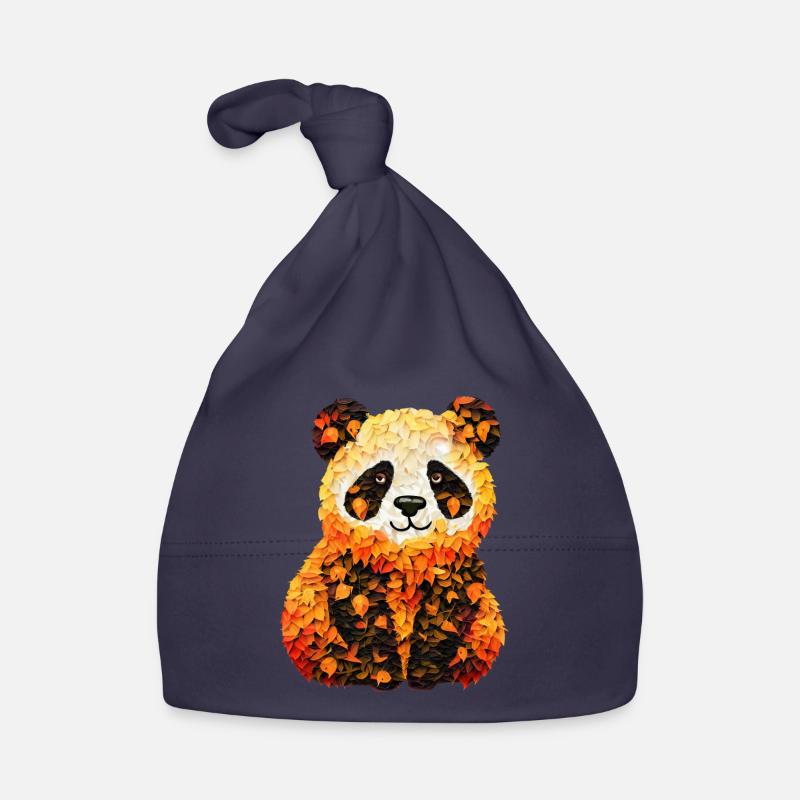 Panda mignon dans les feuilles d’automne Bonnet bio Bébé
