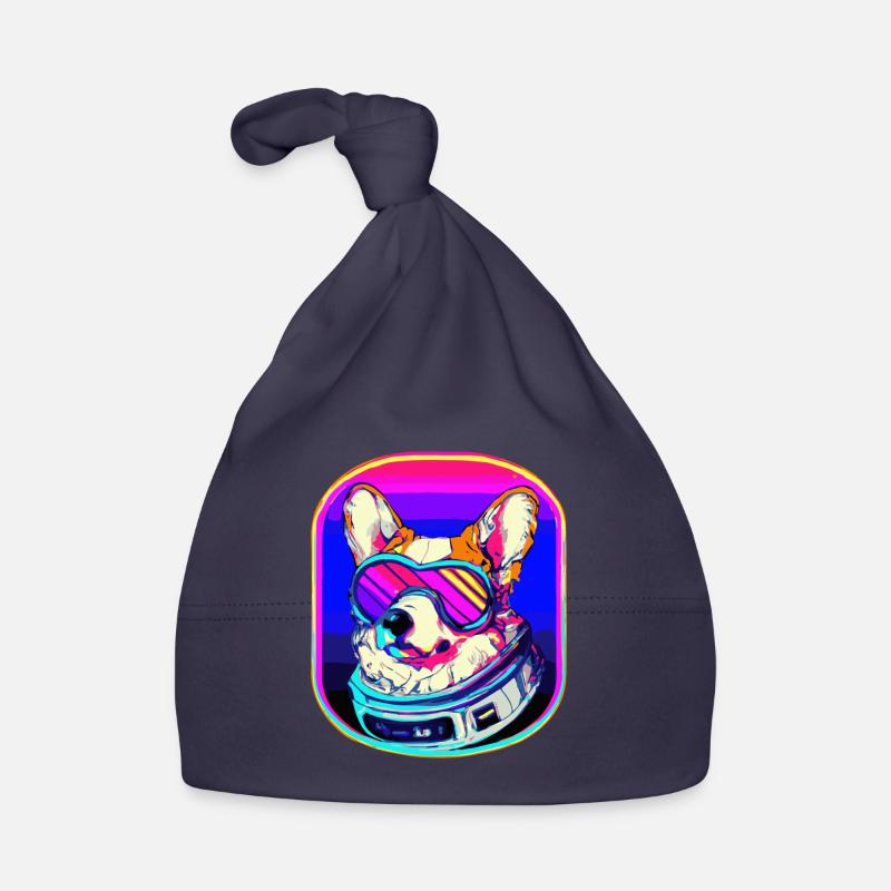 Futuristic Corgi Synthwave Dog Welsh Organic Baby Cap