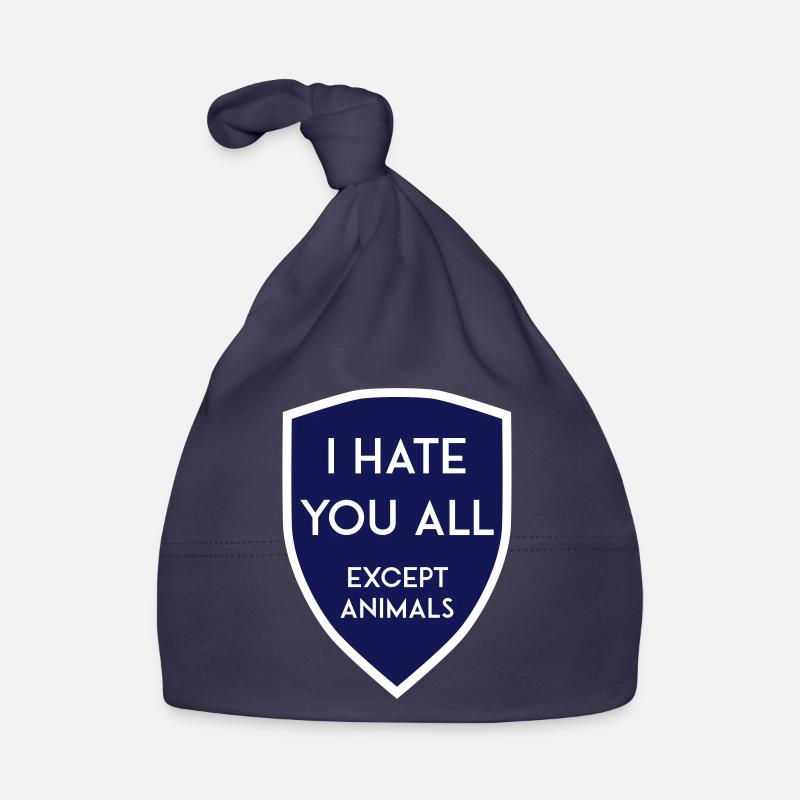 I HATE YOU ALL EXCEPT ANIMALS SHIELD Baby Bio-Mütze