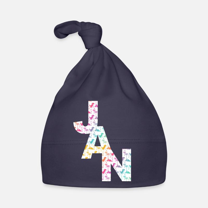 JAN - Beautiful boy name with dinosaur Organic Baby Cap