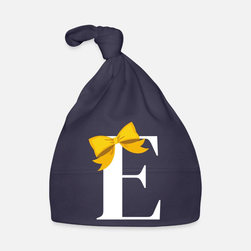 Lettre e nœud jaune Bonnet bio Bébé