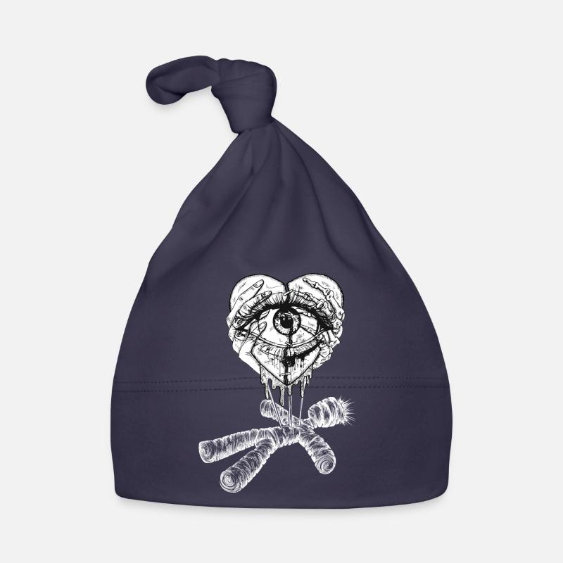 Coeur, œil et poupée - Bonnet bio Bébé - marine