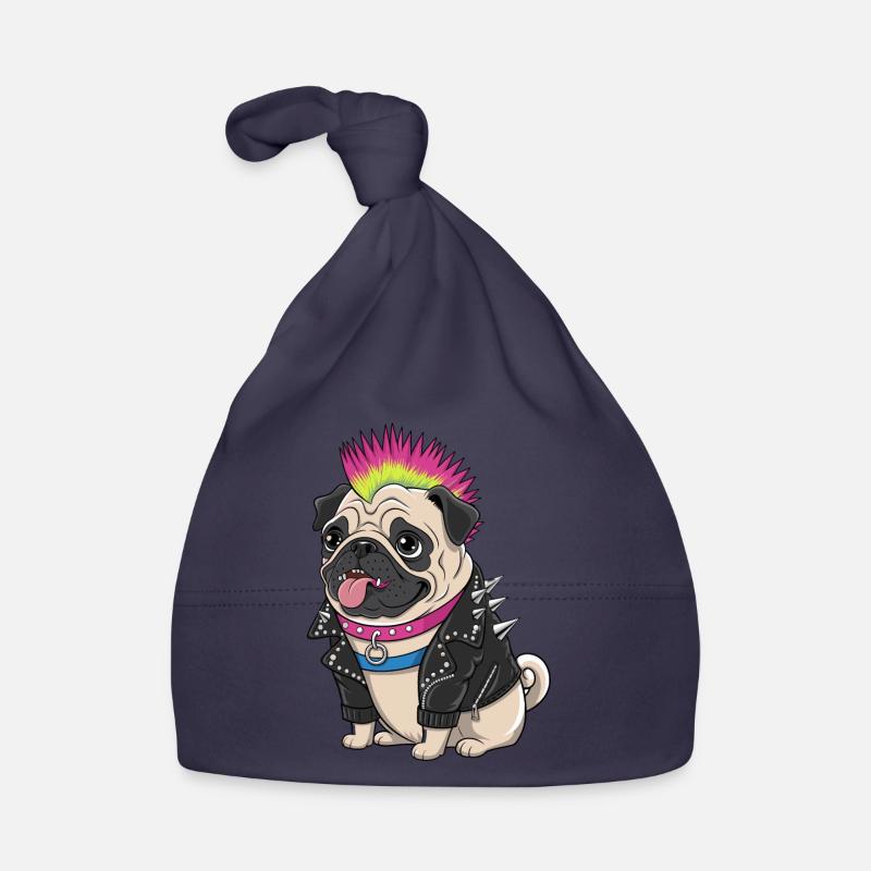 Mops Hundehalter Mops Punk Punker Baby Bio-Mütze