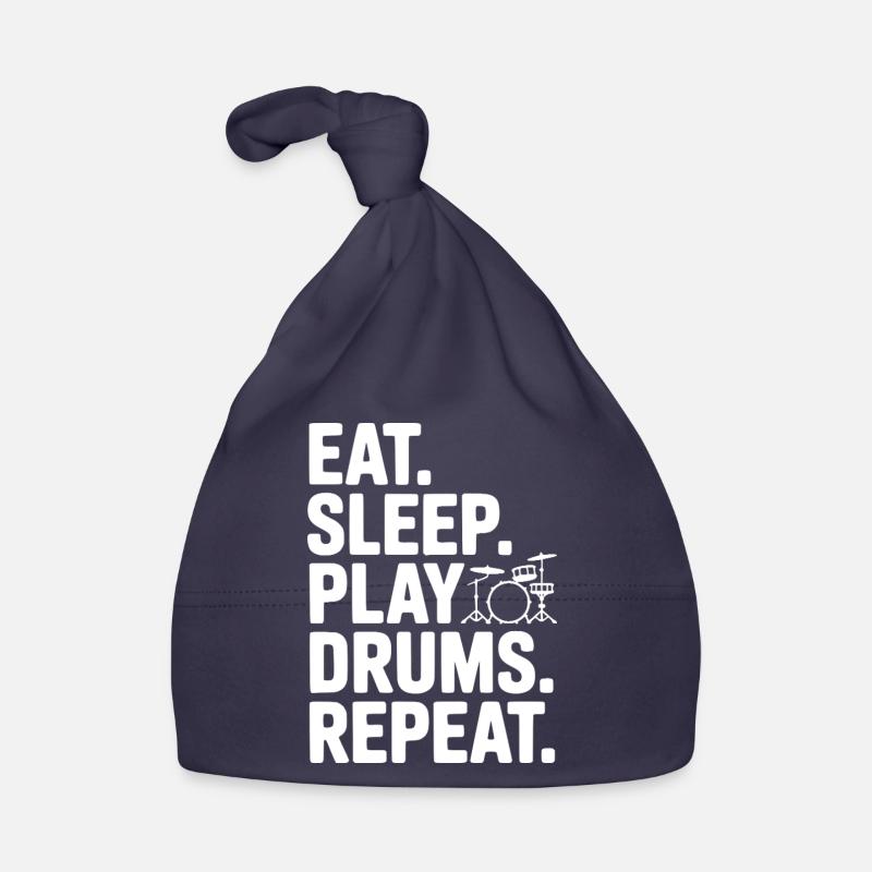 Manger. Dormir. Jouer de la batterie. Répéter. - Bonnet bio Bébé - marine