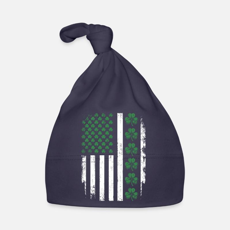 Drapeau irlandais du trèfle américain - Bonnet bio Bébé - marine