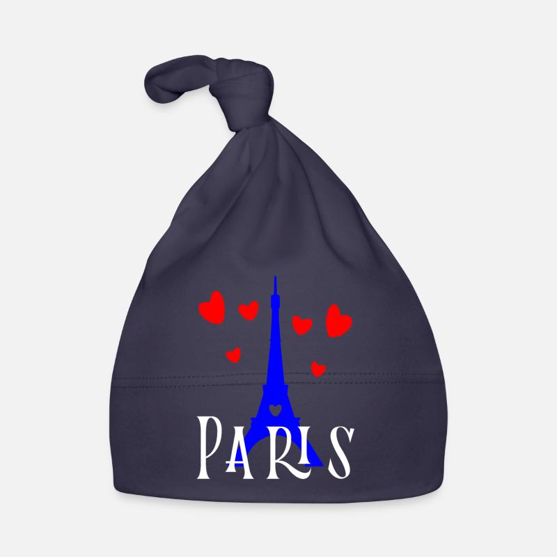 Paris,Tour Eiffel,France - Bonnet bio Bébé - marine