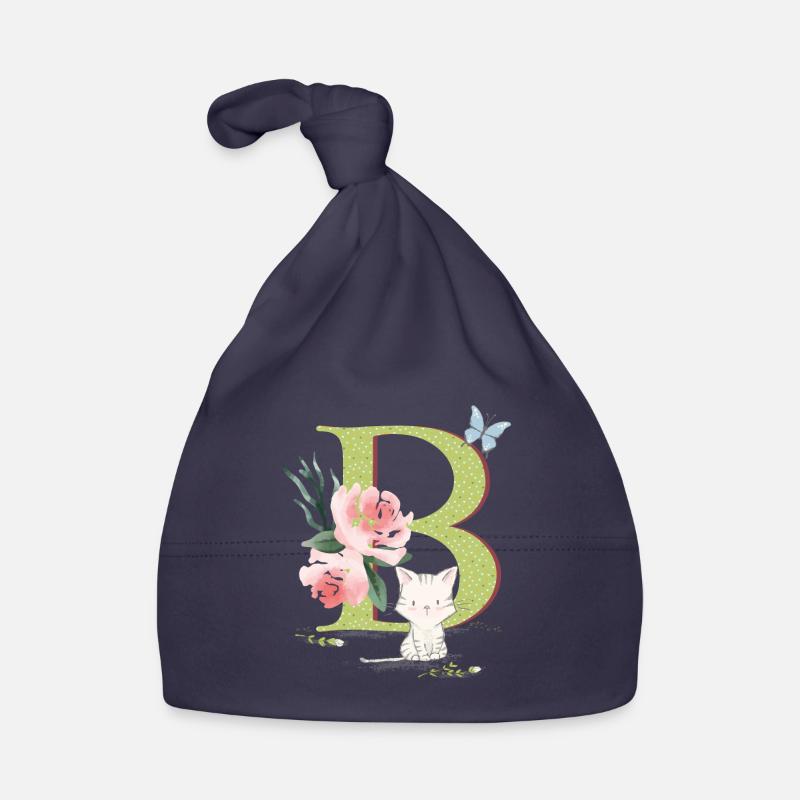 Lettre initiale B avec chat Bonnet bio Bébé
