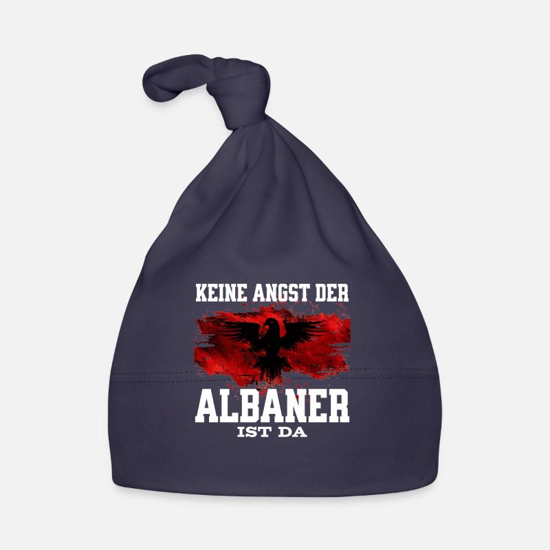 Ne vous inquiétez pas, les Albanais sont là - Bonnet bio Bébé - marine