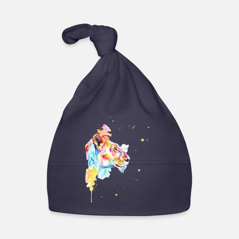 Aquarelle colorée De lion Bonnet bio Bébé