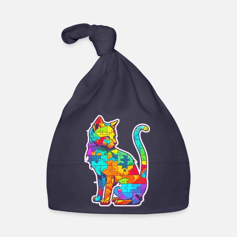 Soutien sensibilisation à l'autisme chat coloré Bonnet bio Bébé