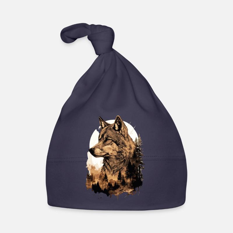 Wolf Wolf’s Head Nature Wilderness Forest Trees Art Bonnet bio Bébé