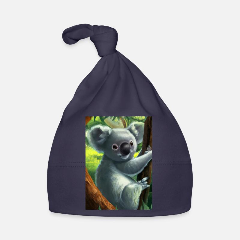 Ein Koala hängt an einem Baum Baby Bio-Mütze
