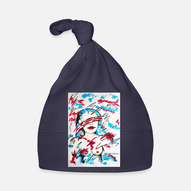 Fille aveuglée - Bonnet bio Bébé - marine