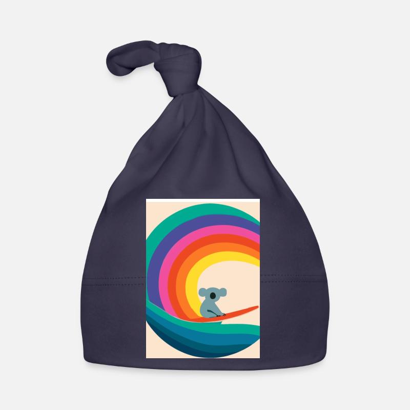Surfender Regenbogen-Koala - Baby Bio-Mütze - Navy
