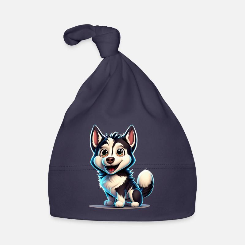 Dessin animé Husky - Bonnet bio Bébé - marine