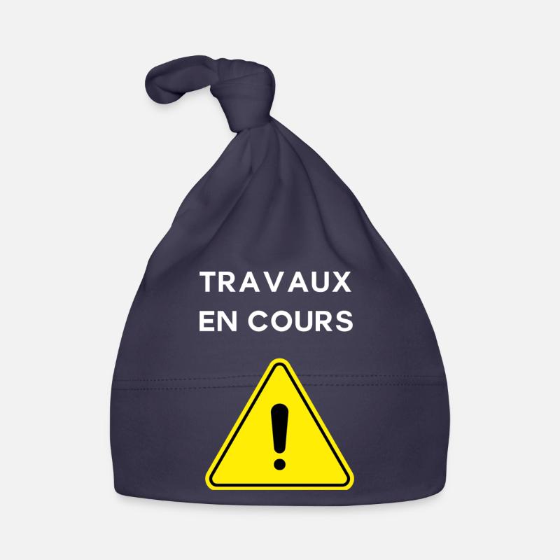 Travaux en cours - Bonnet bio Bébé - marine