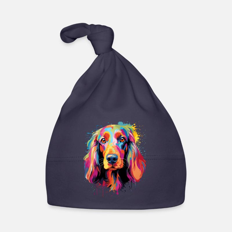 Cocker Spaniel Coloré - Bonnet bio Bébé - marine