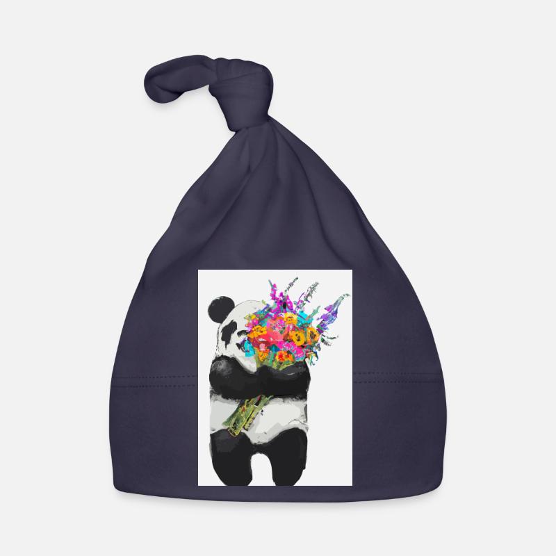 Panda mit Blumenstrauß Baby Bio-Mütze
