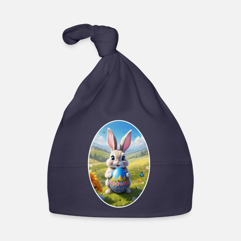 Easter Bunny with Egg, Oval Organic Baby Cap