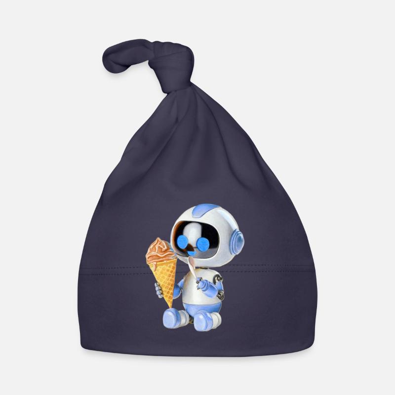 Crème glacée robot - Bonnet bio Bébé - marine