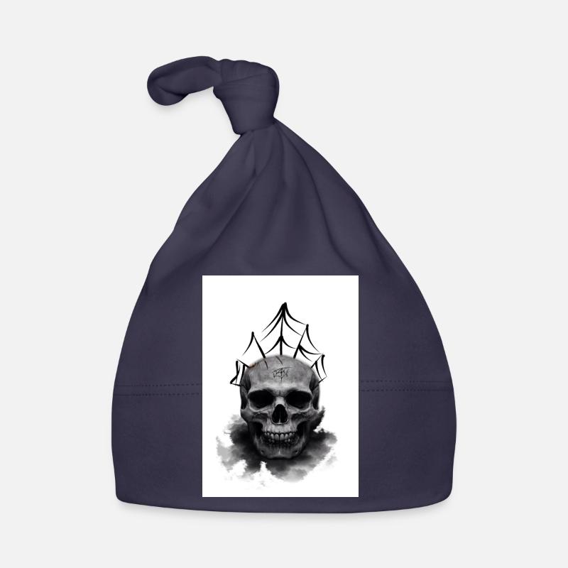 Crâne d’araignée morte - Bonnet bio Bébé - marine