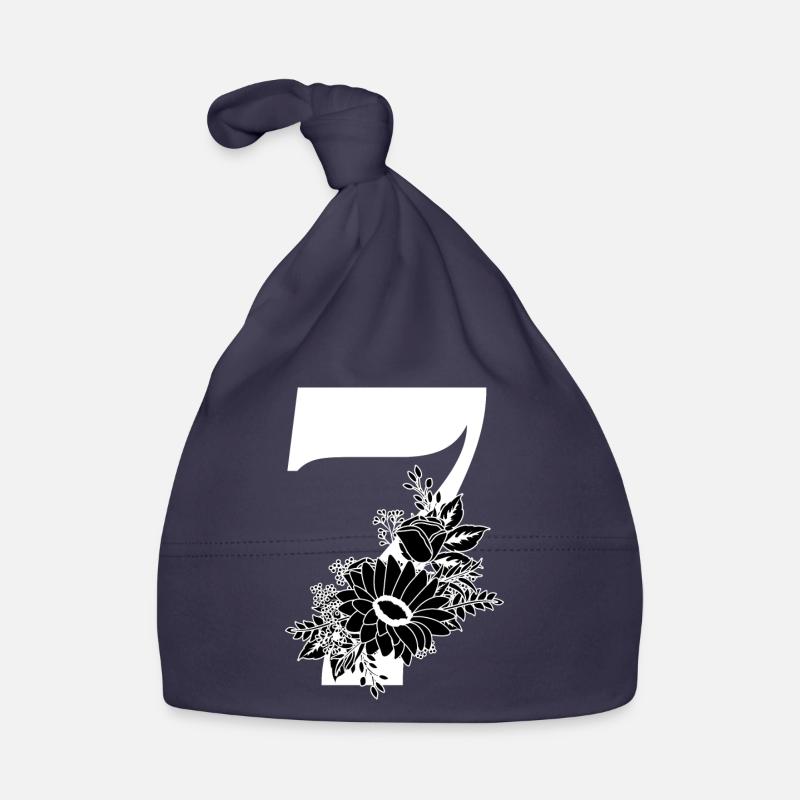 Nummer 7 Schwarze Blumen - 7. Blumenjubiläum Baby Bio-Mütze