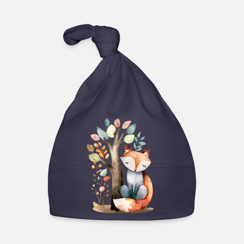 Cute Fox Under Tree Organic Baby Cap