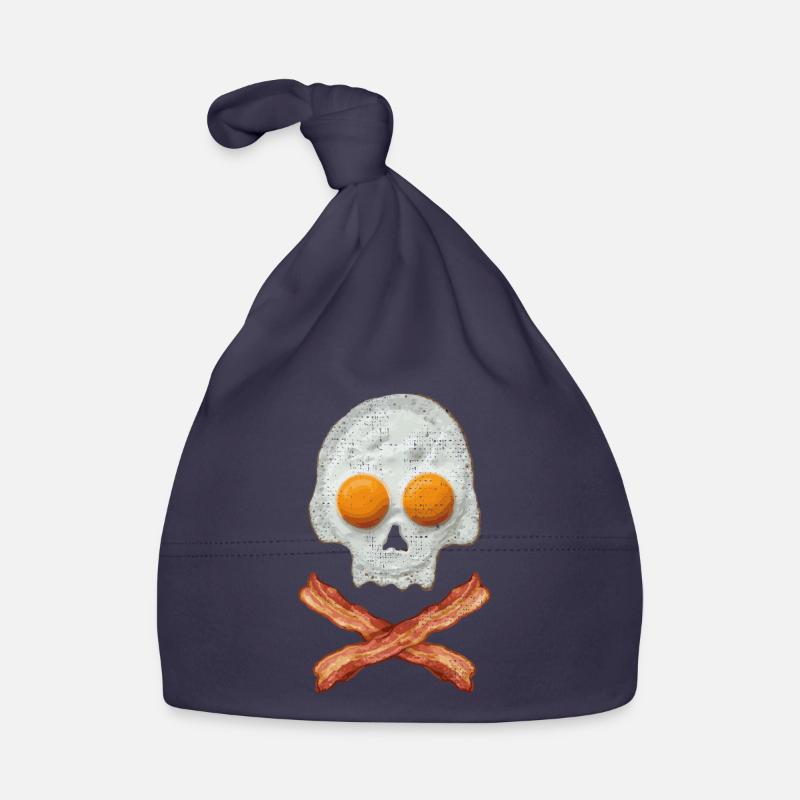 Spiegelei Schädel mit Baconkreuz Baby Bio-Mütze