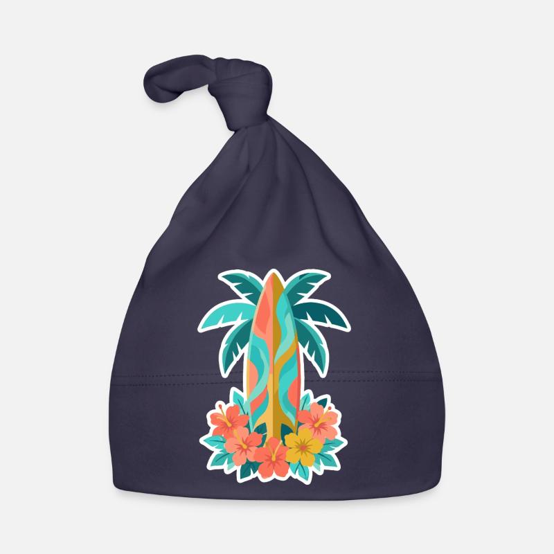 Tropical Surfboard Hibiscus Bloom Organic Baby Cap