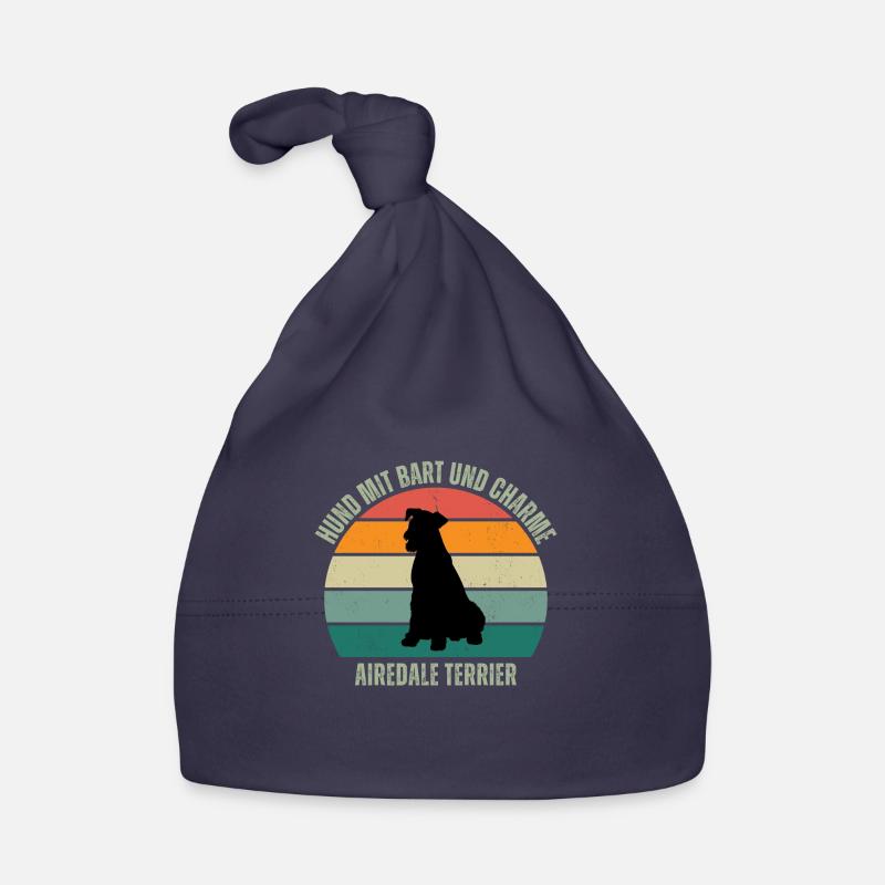 Hund mit Bart und Charme, AiredaleTerrier - Baby Bio-Mütze - Navy