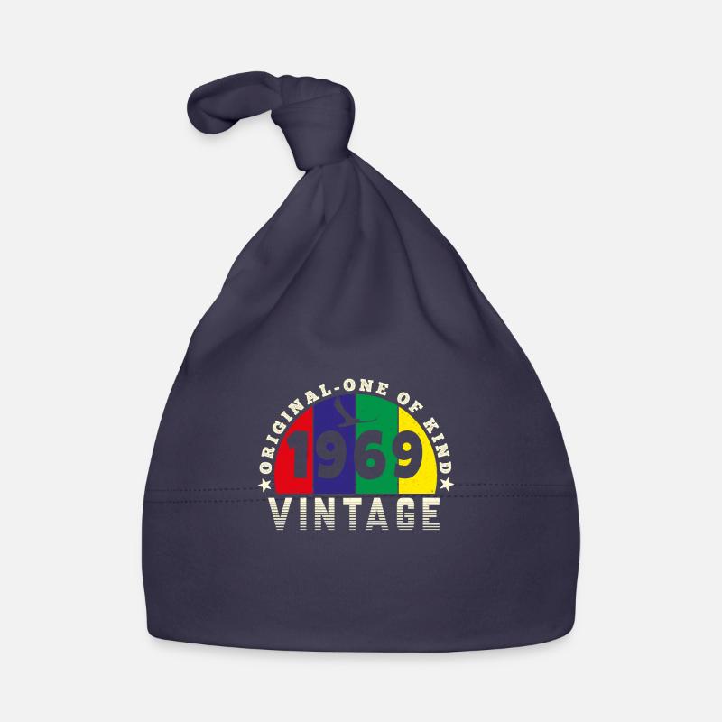 Vintage 1969 Retro - Bursdag - Bonnet bio Bébé - marine