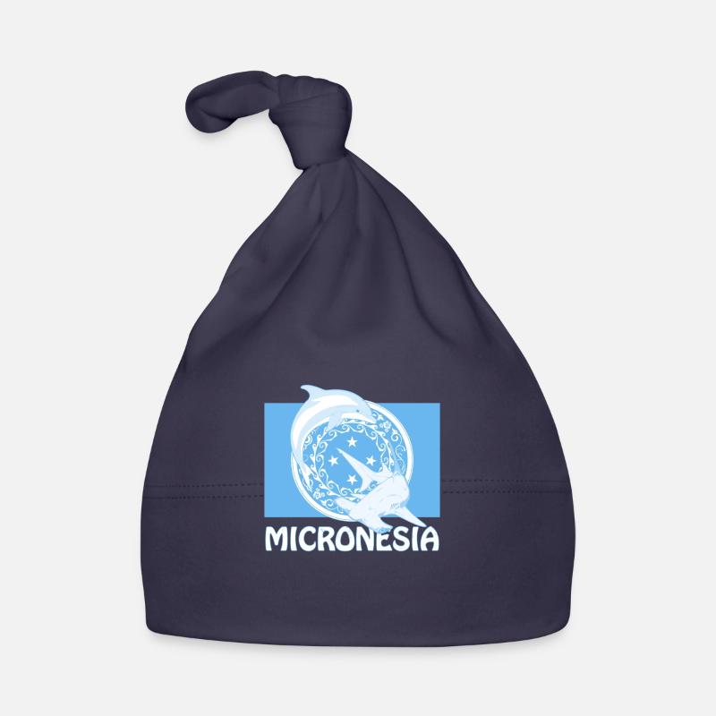Drapeau de micronésie avec dauphin et requin-marteau Bonnet bio Bébé