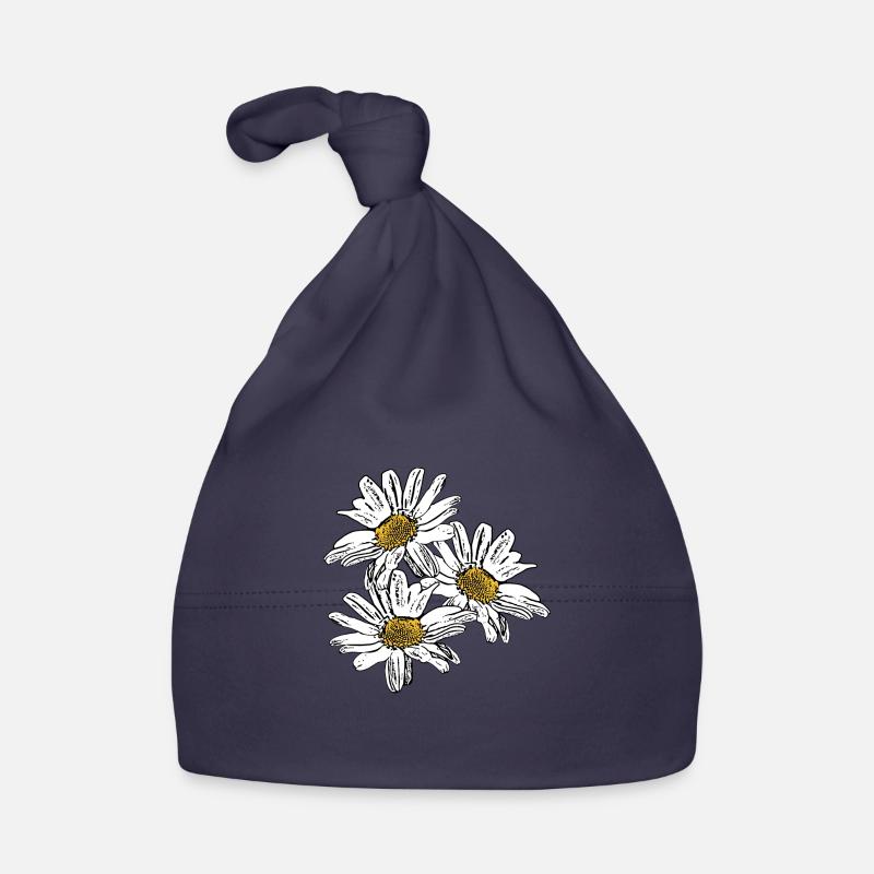 Fleur Fleur Blanche Fleurs Blanches Fleurs Blanches - Bonnet bio Bébé - marine