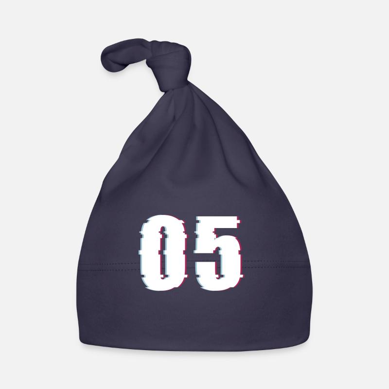 Five 5 Five 05 Number Effect Distorted Number Organic Baby Cap