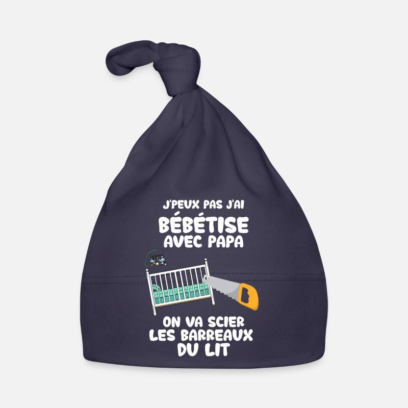 Bébé Et Papa Bricoleurs Cadeau Humour Naissance - Bonnet bio Bébé - marine