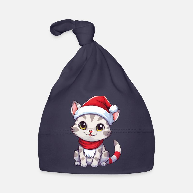 Chat Noël Chat De Noël Mignon Joyeux Catmas Bonnet bio Bébé