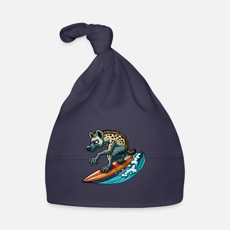 Surfende Hyäne auf dem Surfbrett Baby Bio-Mütze