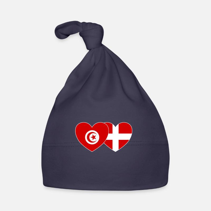 Tunisie Danemark Drapeau Coeur Bonnet bio Bébé