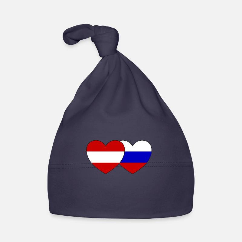 Autriche Russie Flag Coeur Bonnet bio Bébé