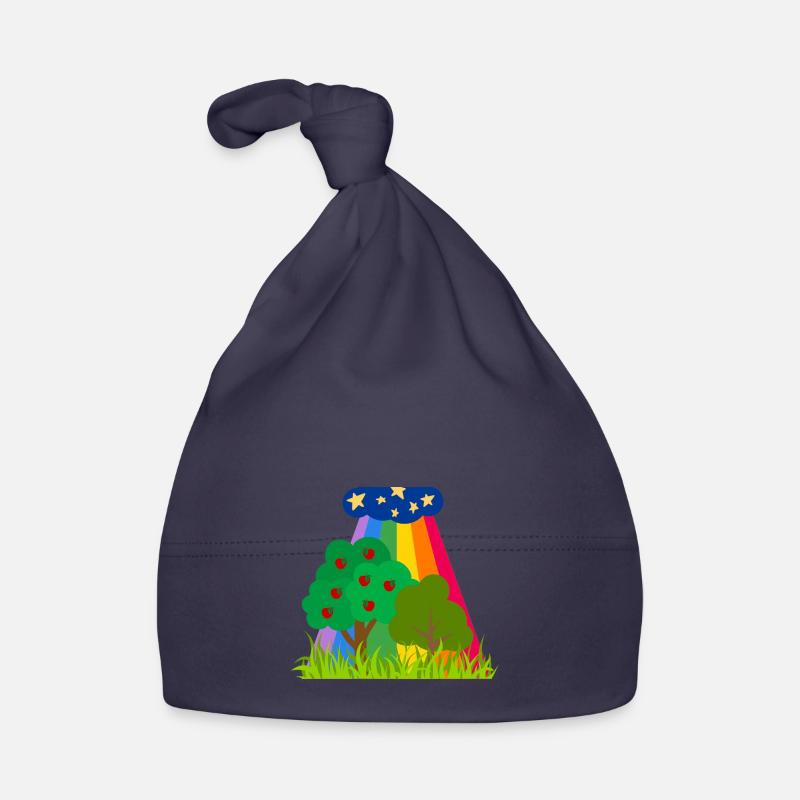 Nuages et arbres arc-en-ciel - Bonnet bio Bébé - marine