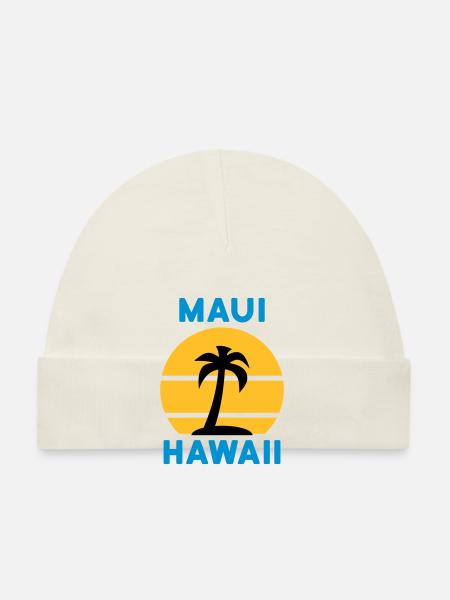 Maui, Hawaii (Sonne, Palme, Insel) - Baby Bio-Mütze - Navy - Vorne