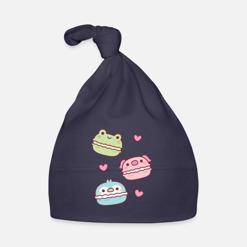 Cute Green Frog Pink Piggy Blue Penguin Macarons Organic Baby Cap